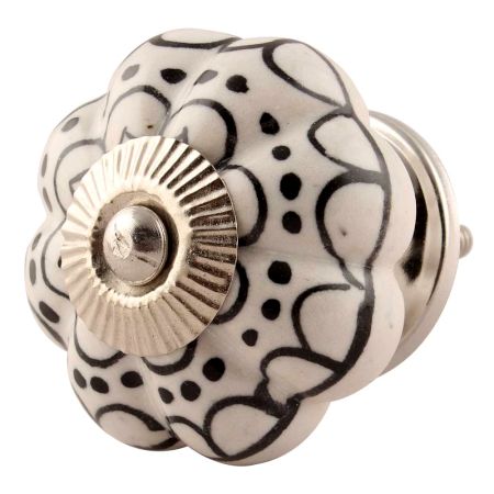 Black Flower Ceramic Melon Cabinet Knob Online 